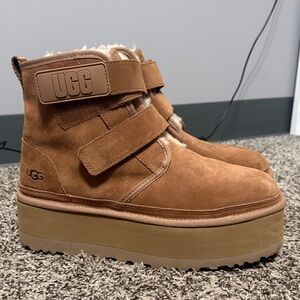 UGG Tan Ankle Boots with Platform Sole